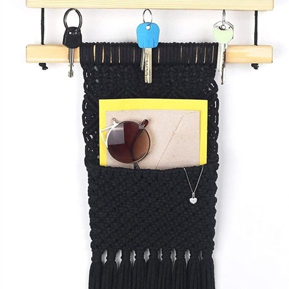 Floating Shelf with Black Macrame Tassel - Picture 4 of 4